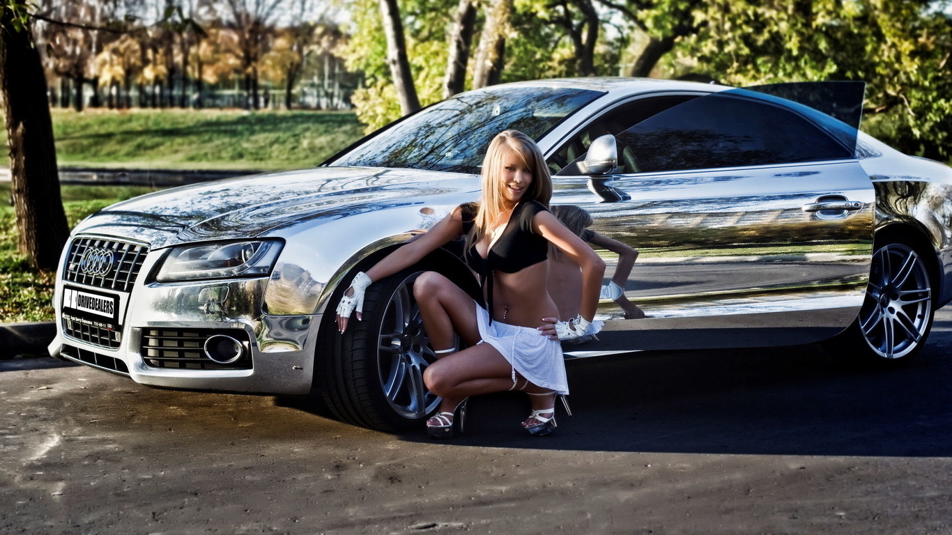 audi, chrome, girl