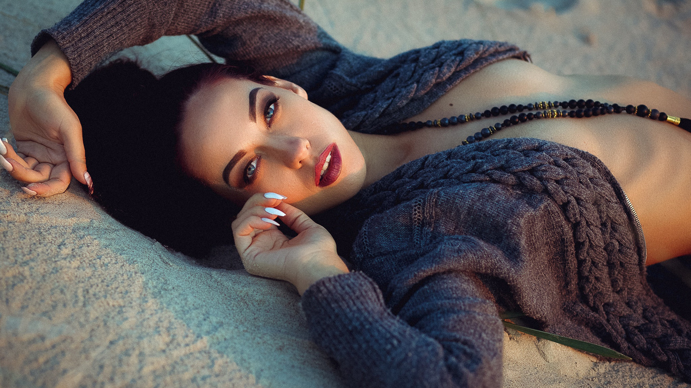 women, face, sand, portrait, necklace, white nails, , , , , , , , 