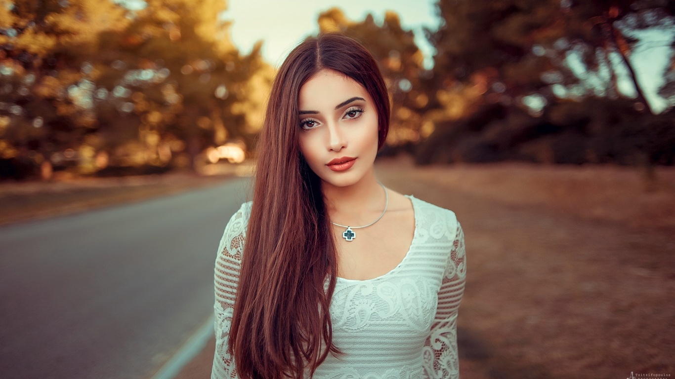 women, portrait, face, women outdoors, depth of field, necklace, , , ,   , 