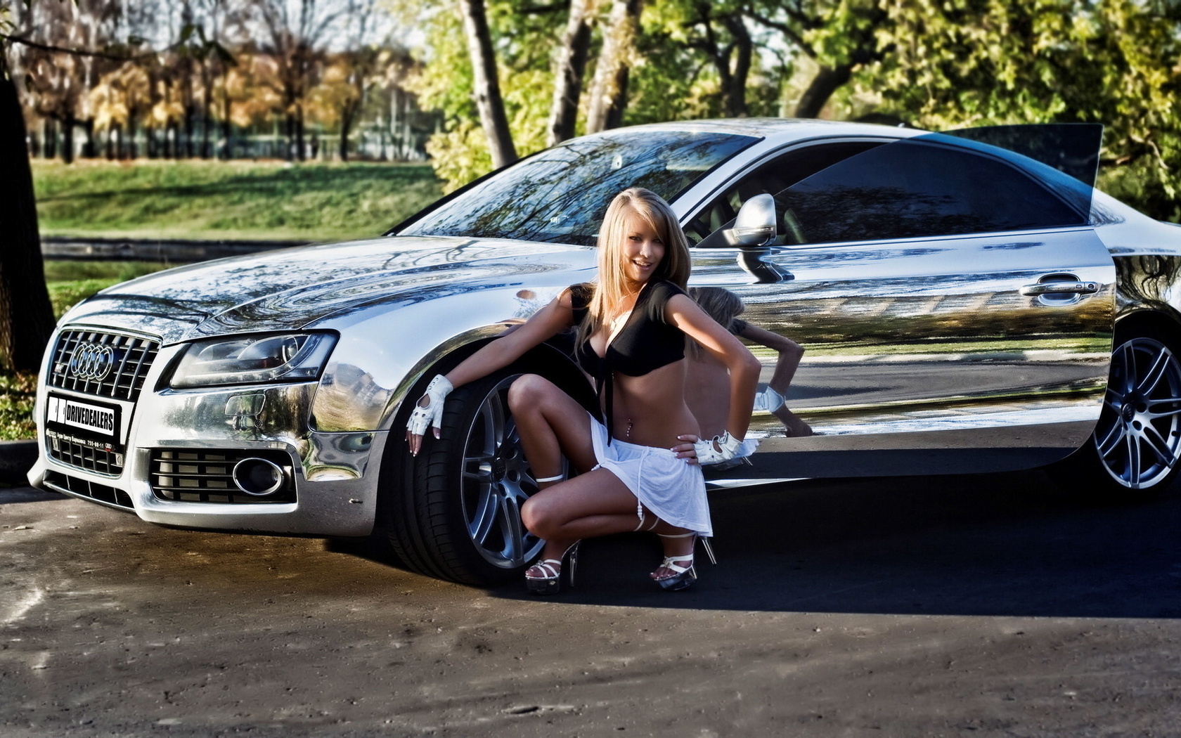 audi, chrome, girl