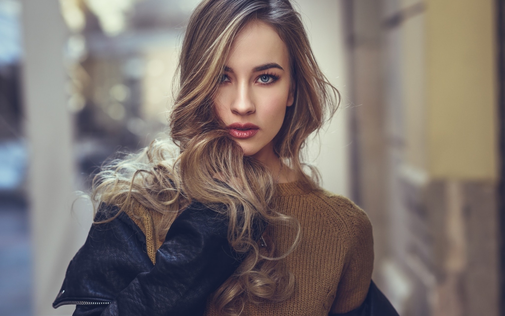 women, face, blonde, portrait, depth of field, blue eyes,  , , , , ,  