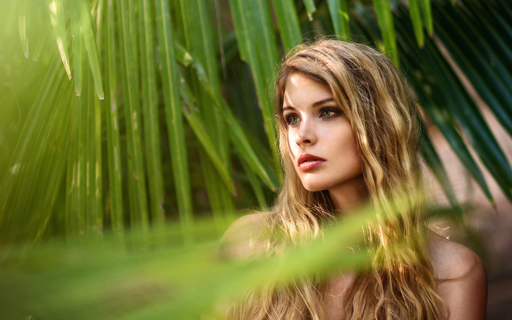 women, blonde, wavy hair, depth of field, portrait, ,  , , 