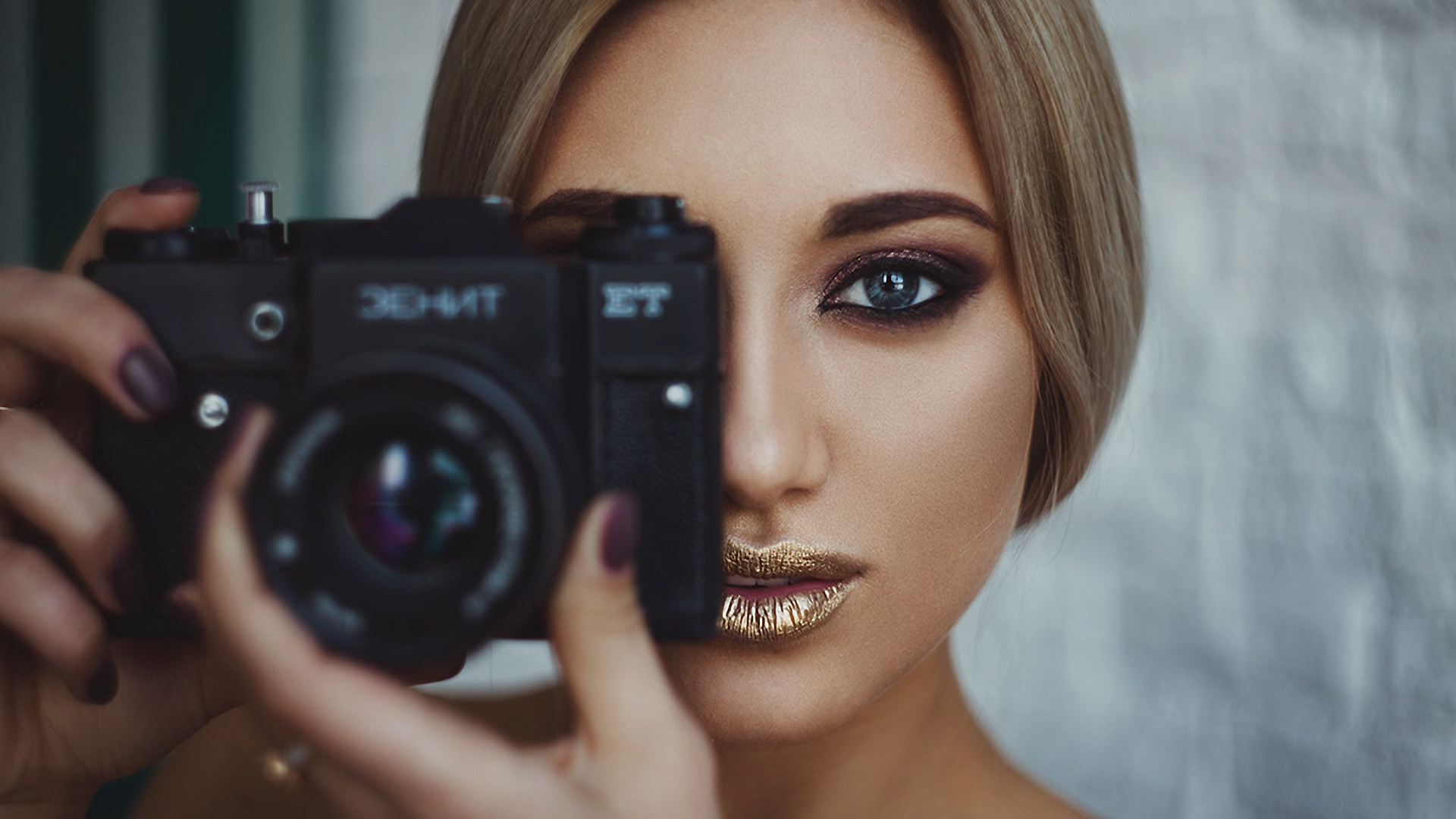 women, blonde, face, portrait, camera, painted nails, , , , , 