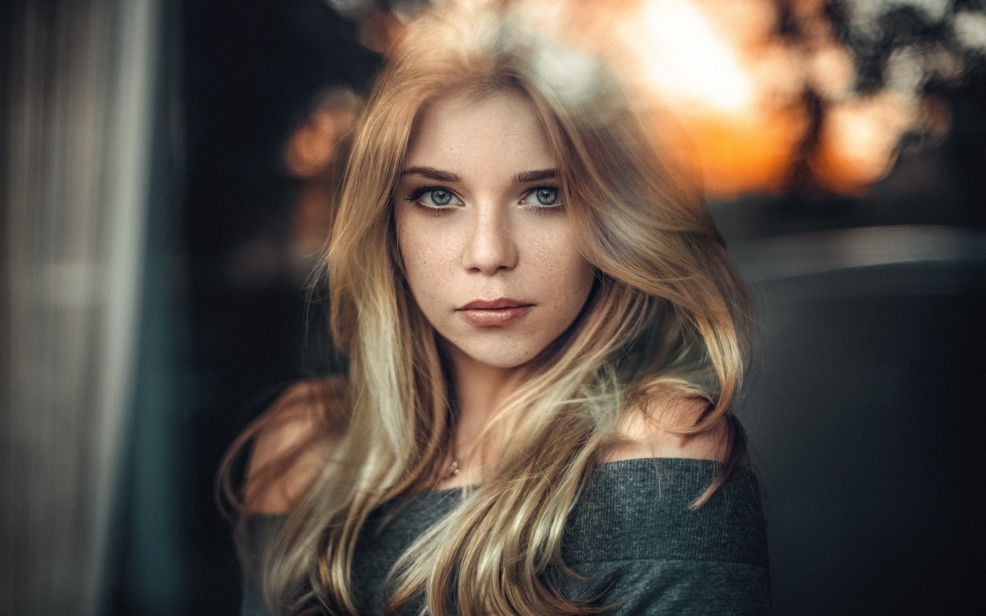 women, martin kuhn, face, blonde, portrait, glass, , , , , , 