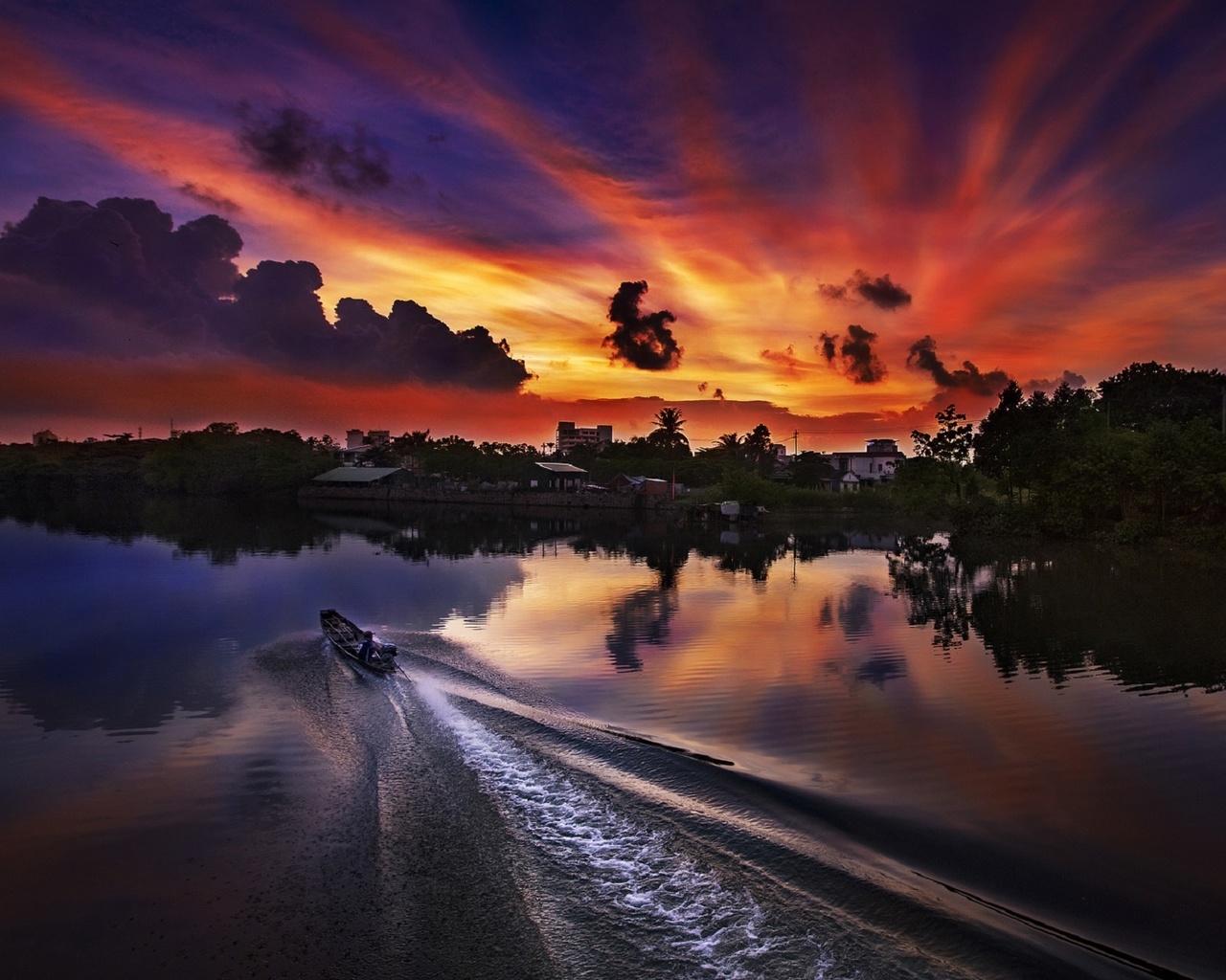 sunset, vietnam, sun, set, river, thanhfab