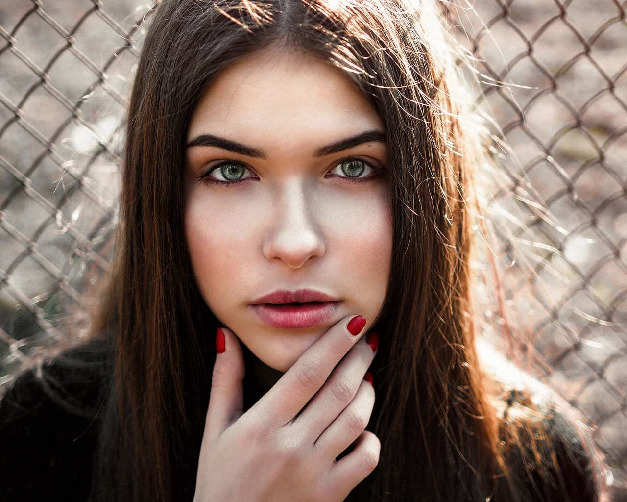 women, face, portrait, red nails, women outdoors, , , , ,  ,   