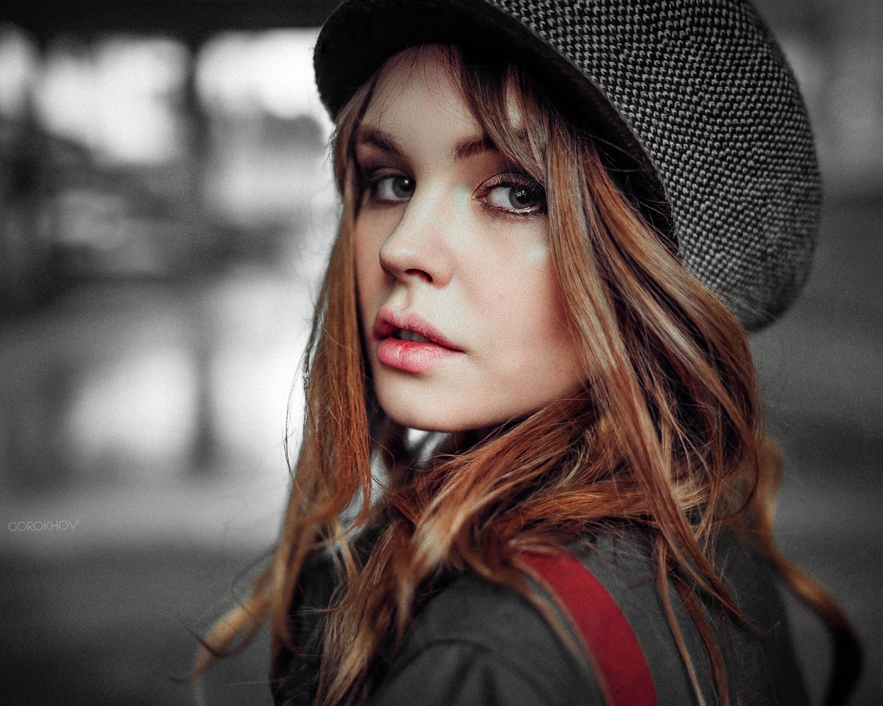 anastasia scheglova, women, face, ivan gorokhov, selective coloring, portrait, depth of field,  , , ,  , , 