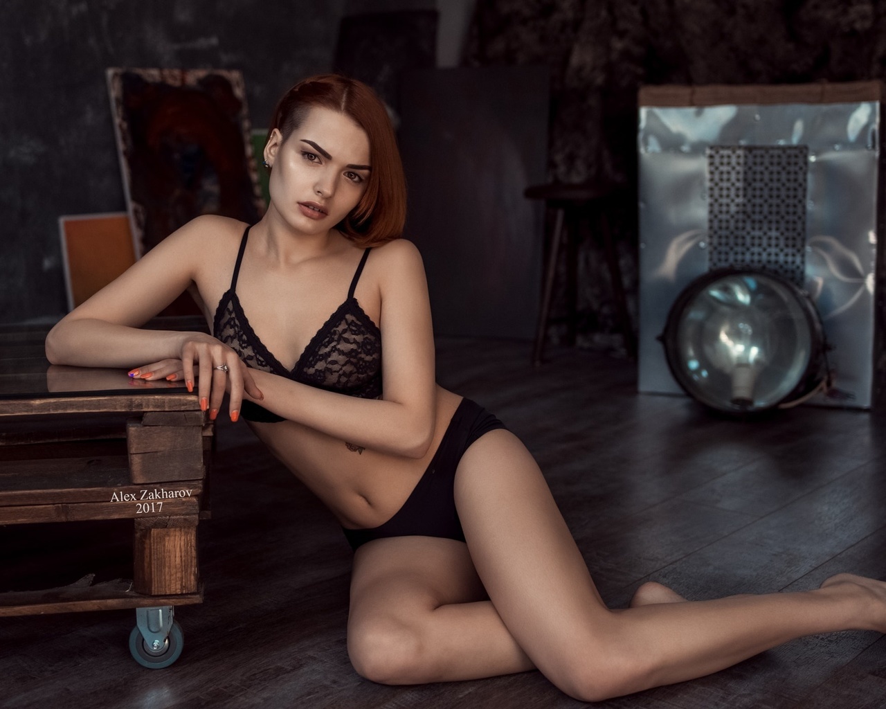 women, sitting, black lingerie, belly, on the floor, portrait, , ,  , ,  , 