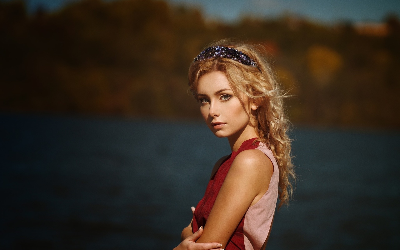 women, blonde, face, portrait, depth of field, women outdoors, , , , ,   