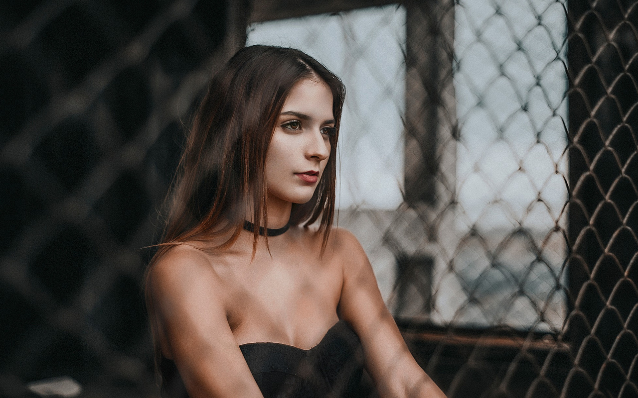 women, choker, portrait, window, looking away, , , ,   , 