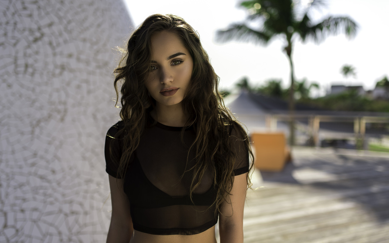 women, face, portrait, outdoors, depth of field, see-through clothing, palm trees, , , , , ,   ,  , 