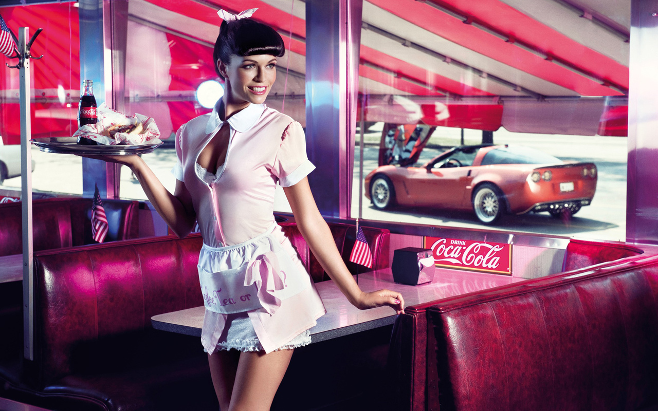 cafe, coca-cola, flag, machine, girl, window