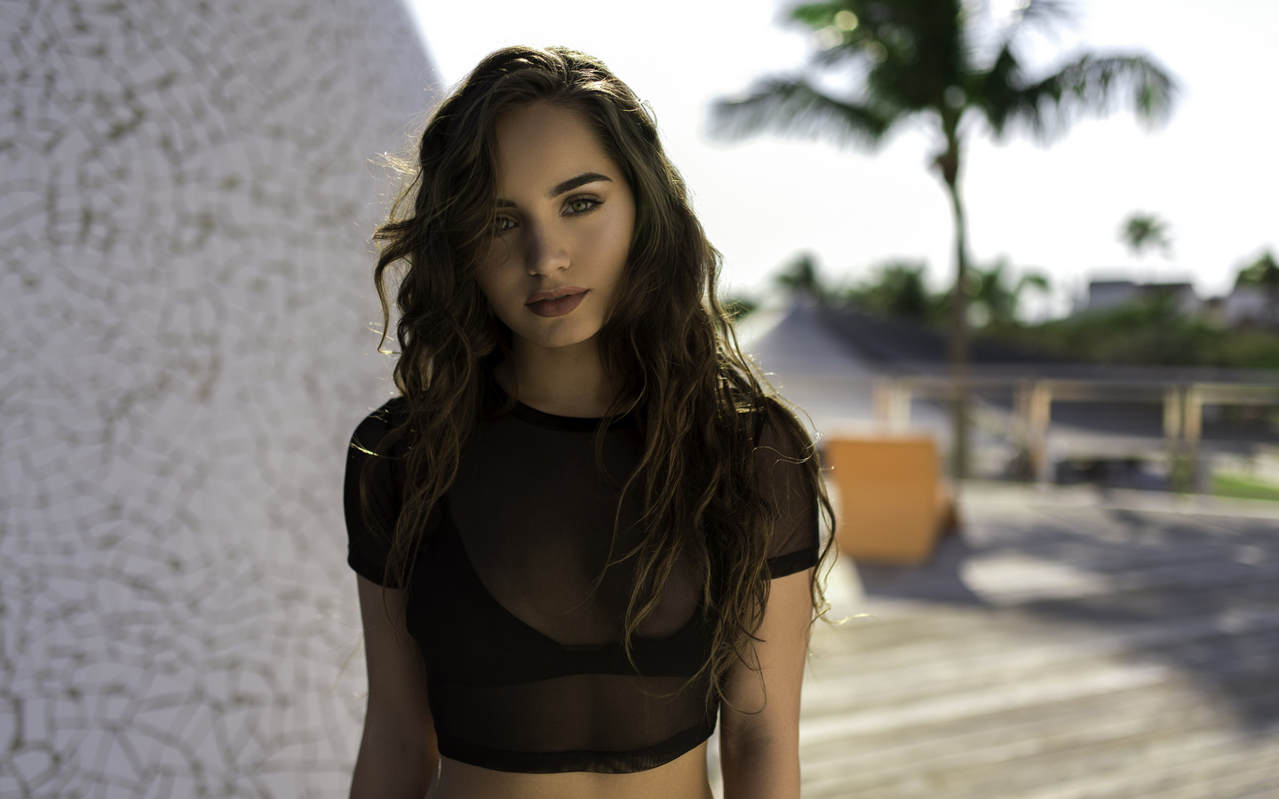 women, face, portrait, outdoors, depth of field, see-through clothing, palm trees, , , , , ,   ,  , 