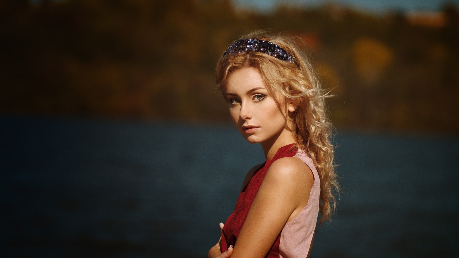 women, blonde, face, portrait, depth of field, women outdoors, , , , ,   