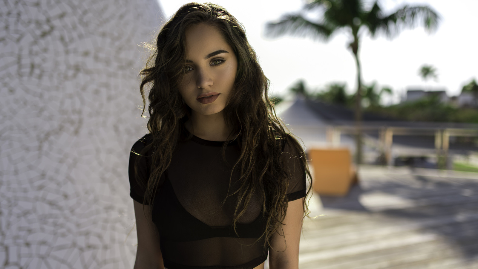 women, face, portrait, outdoors, depth of field, see-through clothing, palm trees, , , , , ,   ,  , 