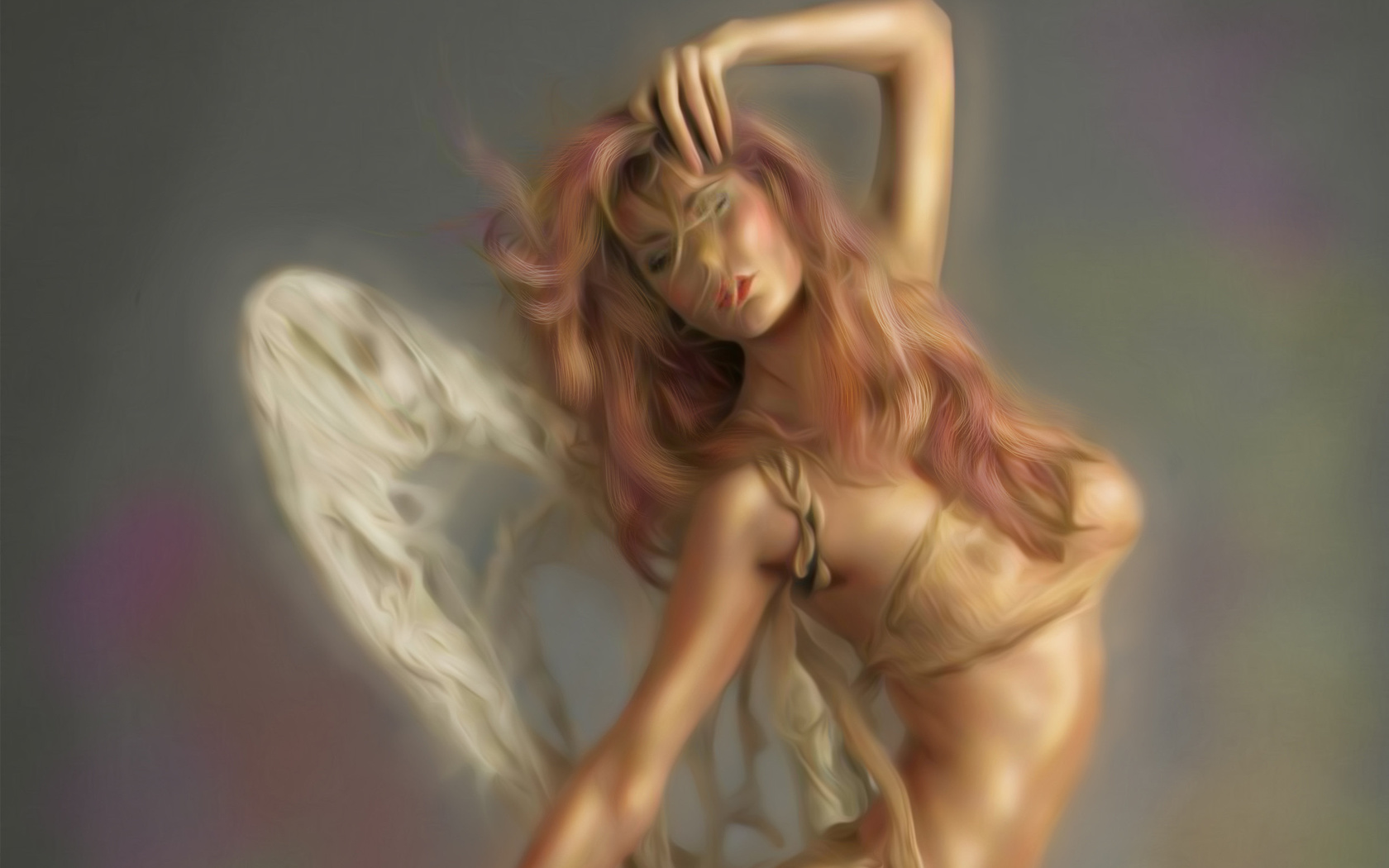 angel, hands, wings, hair, body, pose, girl, face