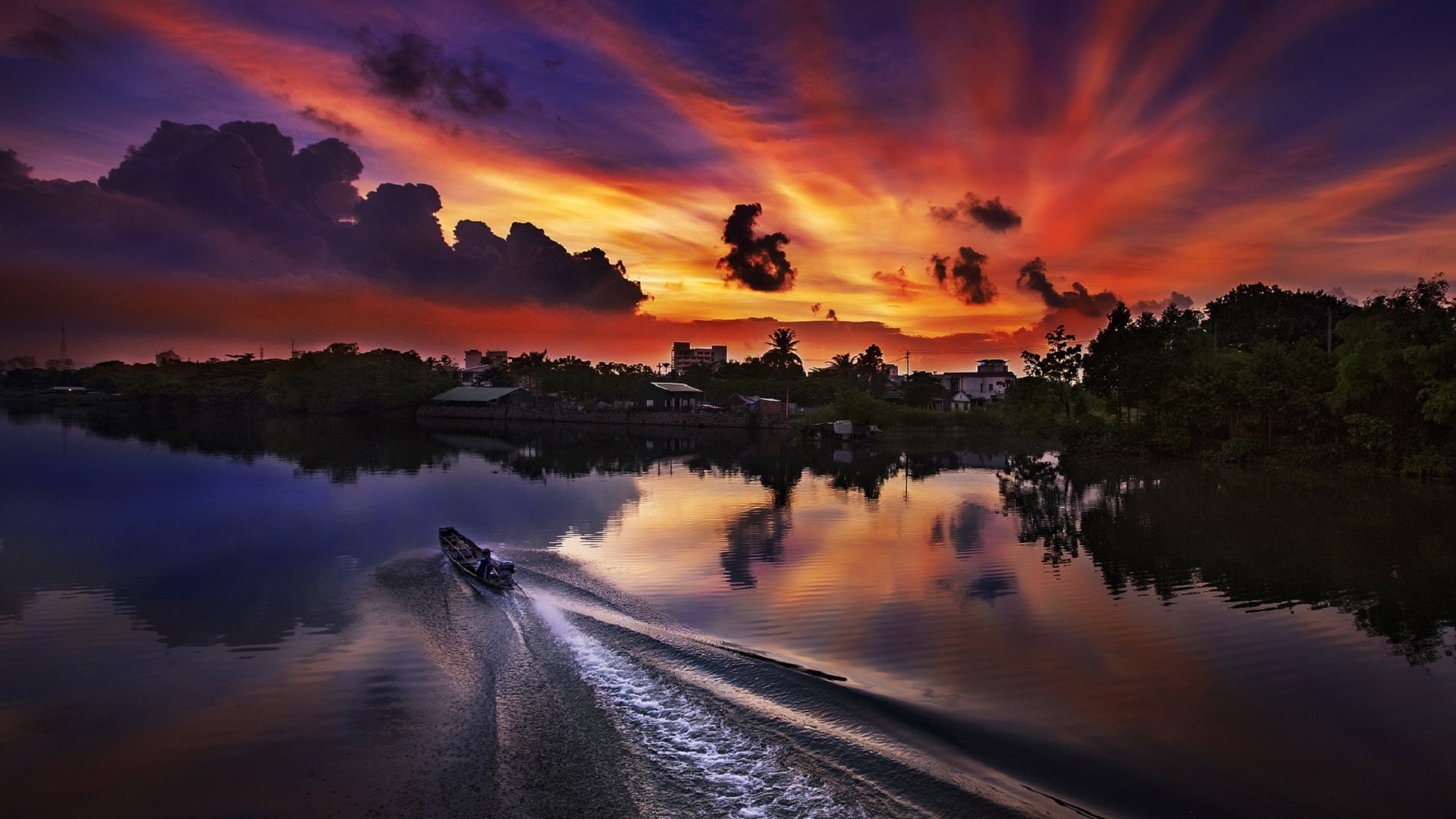 sunset, vietnam, sun, set, river, thanhfab