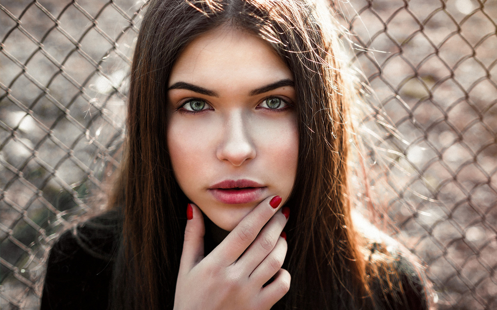 women, face, portrait, red nails, women outdoors, , , , ,  ,   