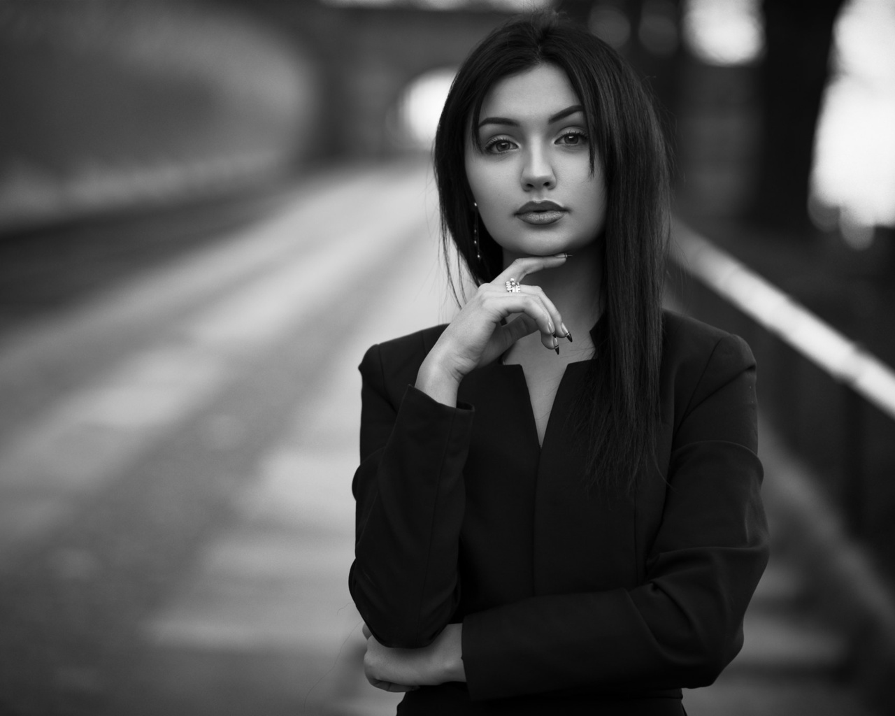 women, portrait, monochrome, depth of field, , , -, , 