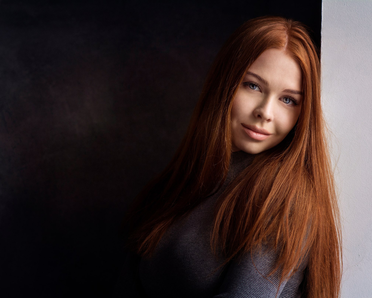 women, face, portrait, simple background, redhead, smiling, , , , , ,     , 