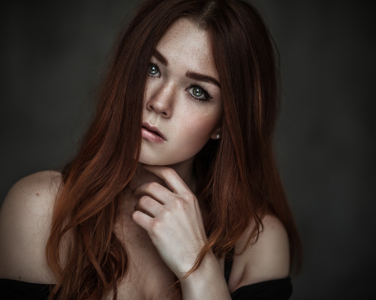 women, face, portrait, simple background, freckles, , , , ,  , 