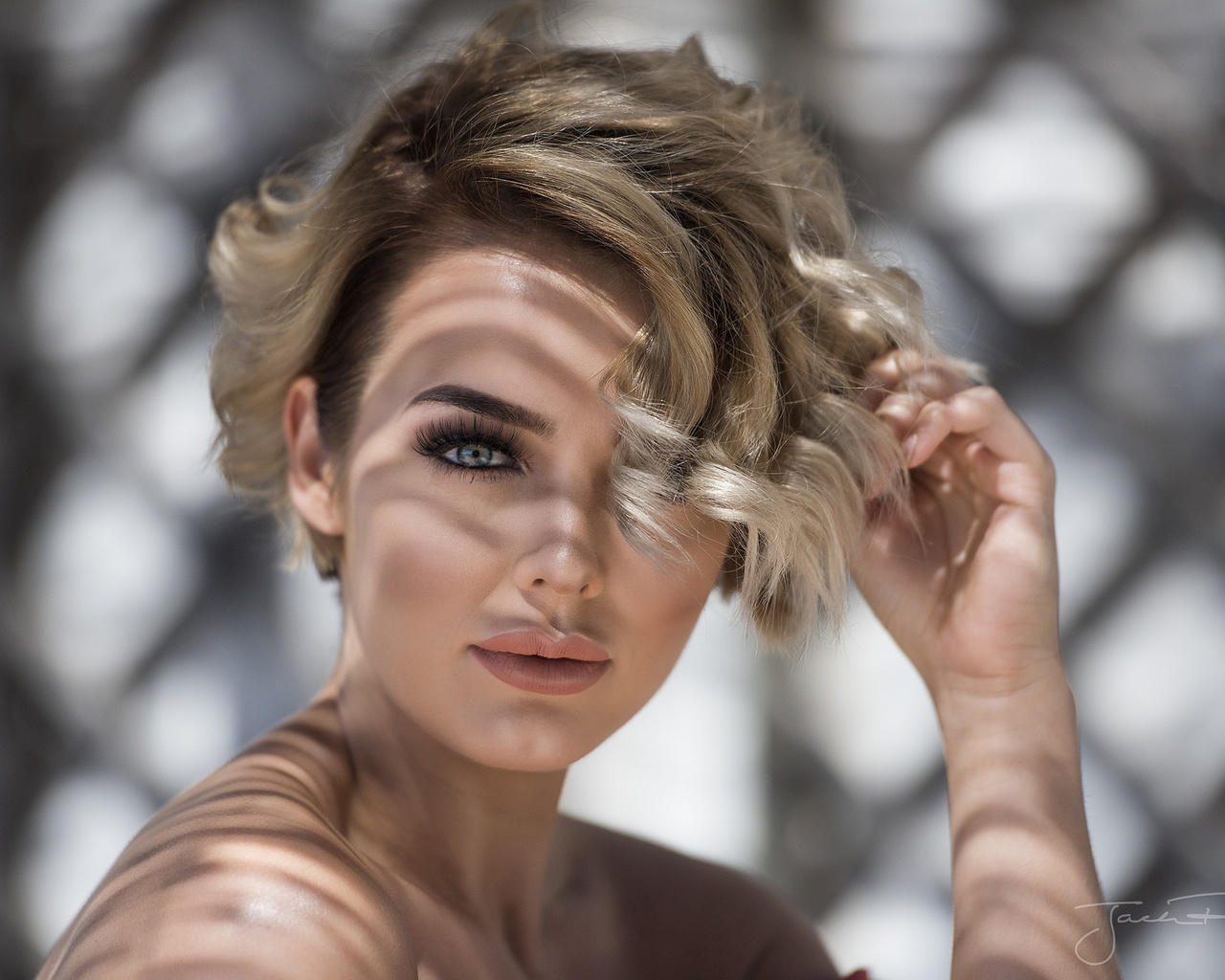 rosie robinson, women, blonde, portrait, face, depth of field,  , , , , , , jack russell