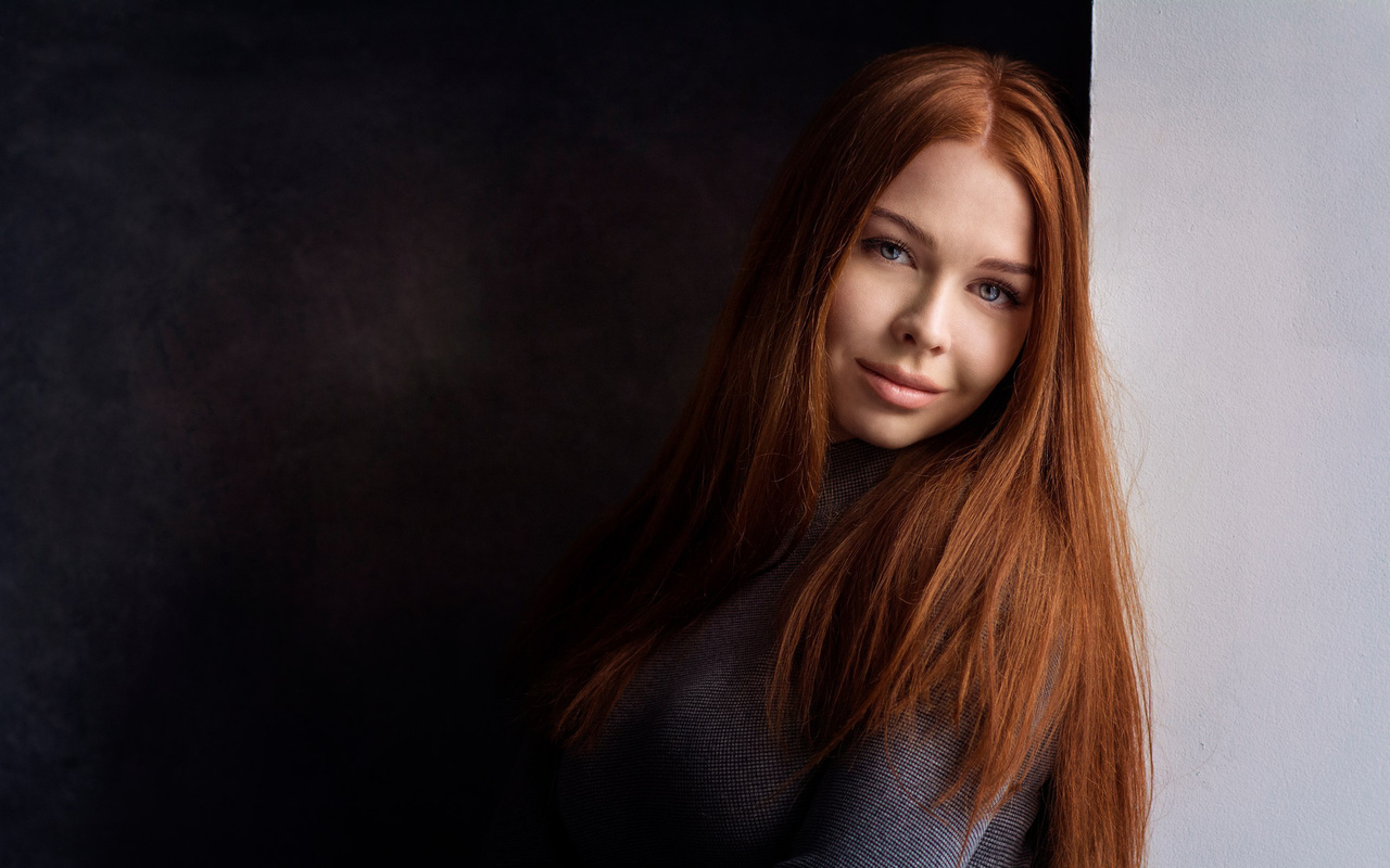 women, face, portrait, simple background, redhead, smiling, , , , , ,     , 