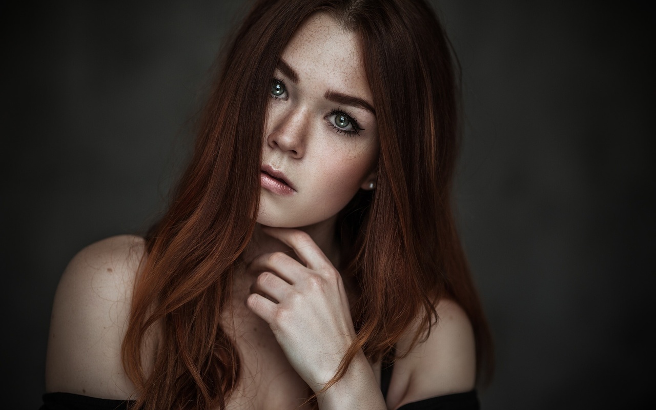 women, face, portrait, simple background, freckles, , , , ,  , 