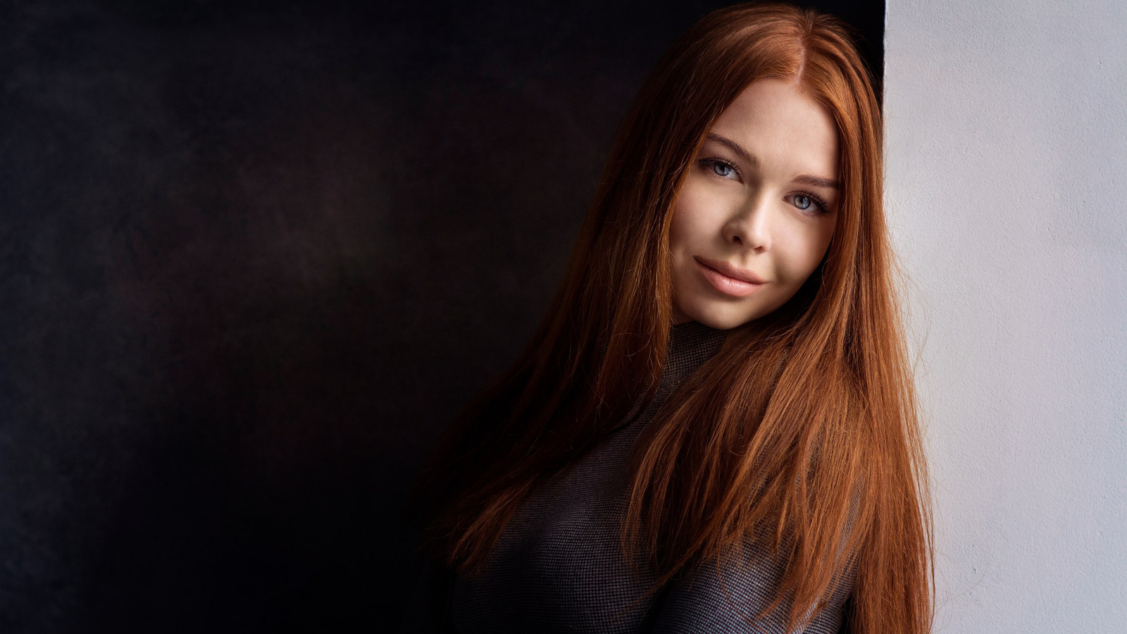 women, face, portrait, simple background, redhead, smiling, , , , , ,     , 