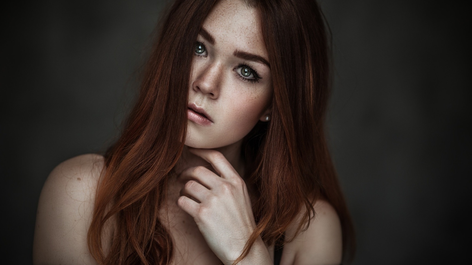 women, face, portrait, simple background, freckles, , , , ,  , 