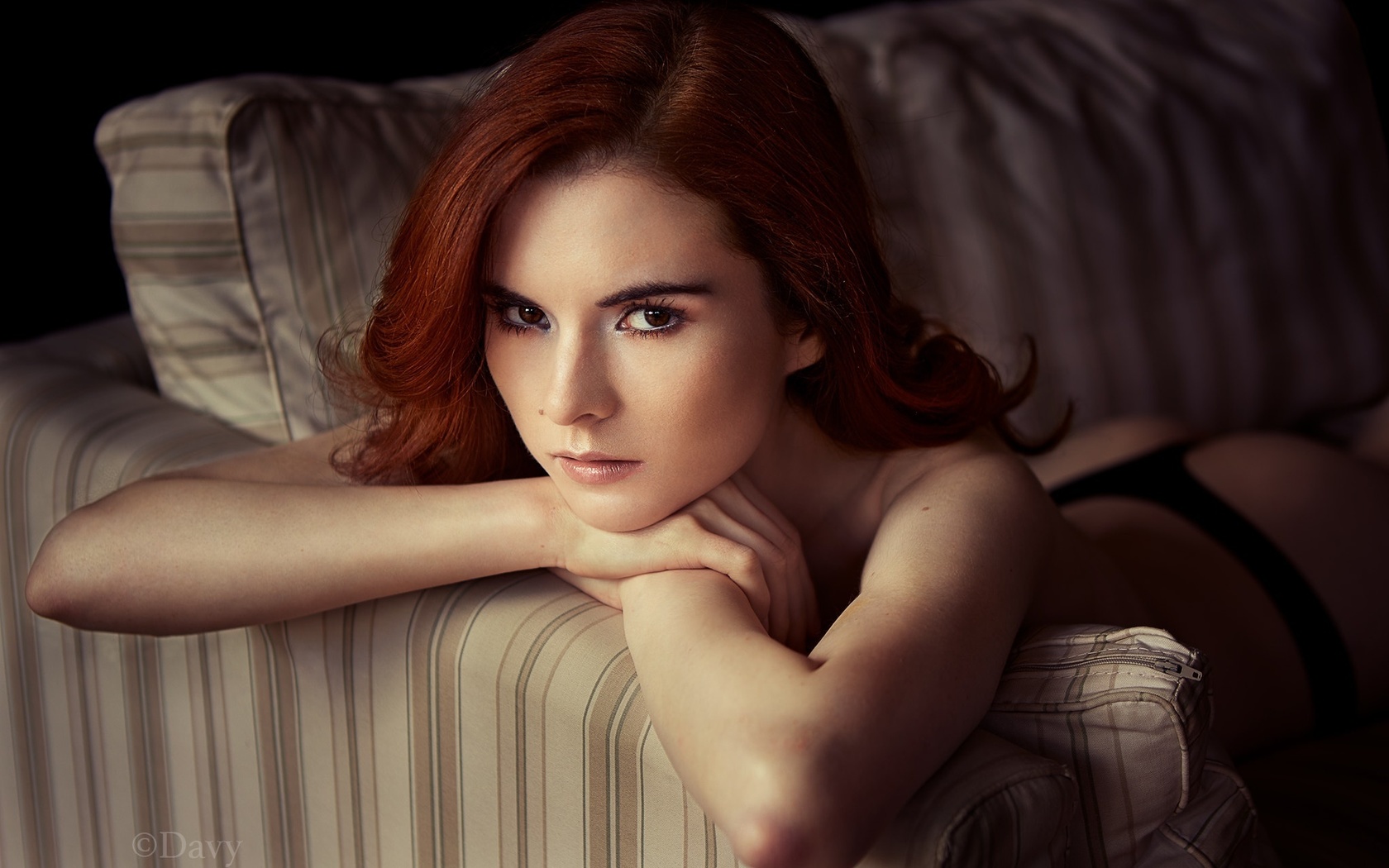 women, redhead, black panties, couch, portrait, face, ass, , , ,  ,  , , , , , 