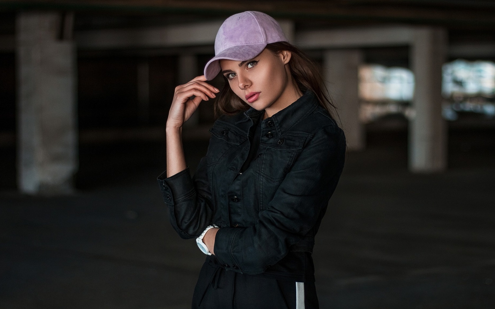 women, portrait, baseball caps, depth of field, , , , , 