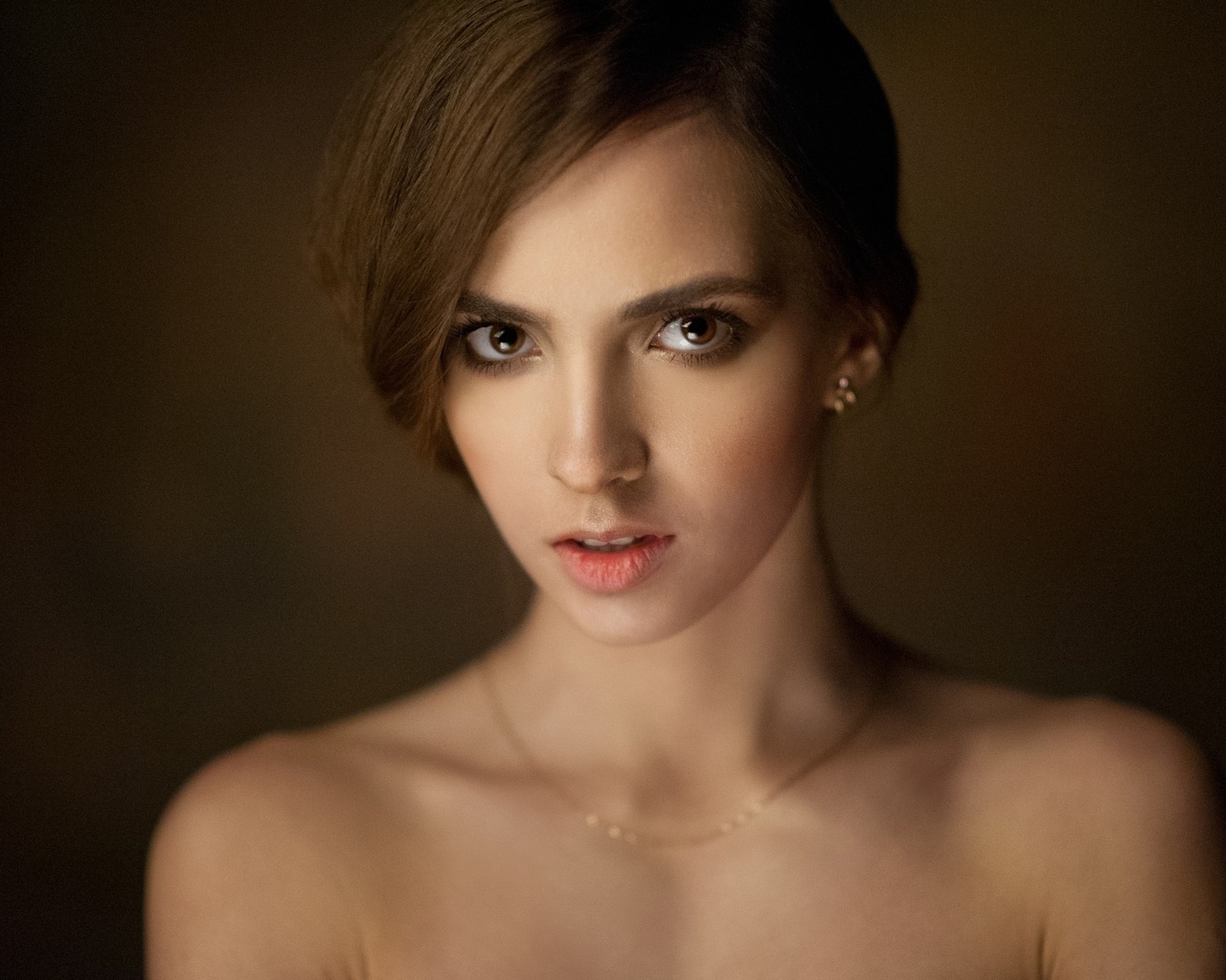 victoria lukina, maxim maximov, women, portrait, face, simple background, bare shoulders,  ,  , , , , ,  ,  