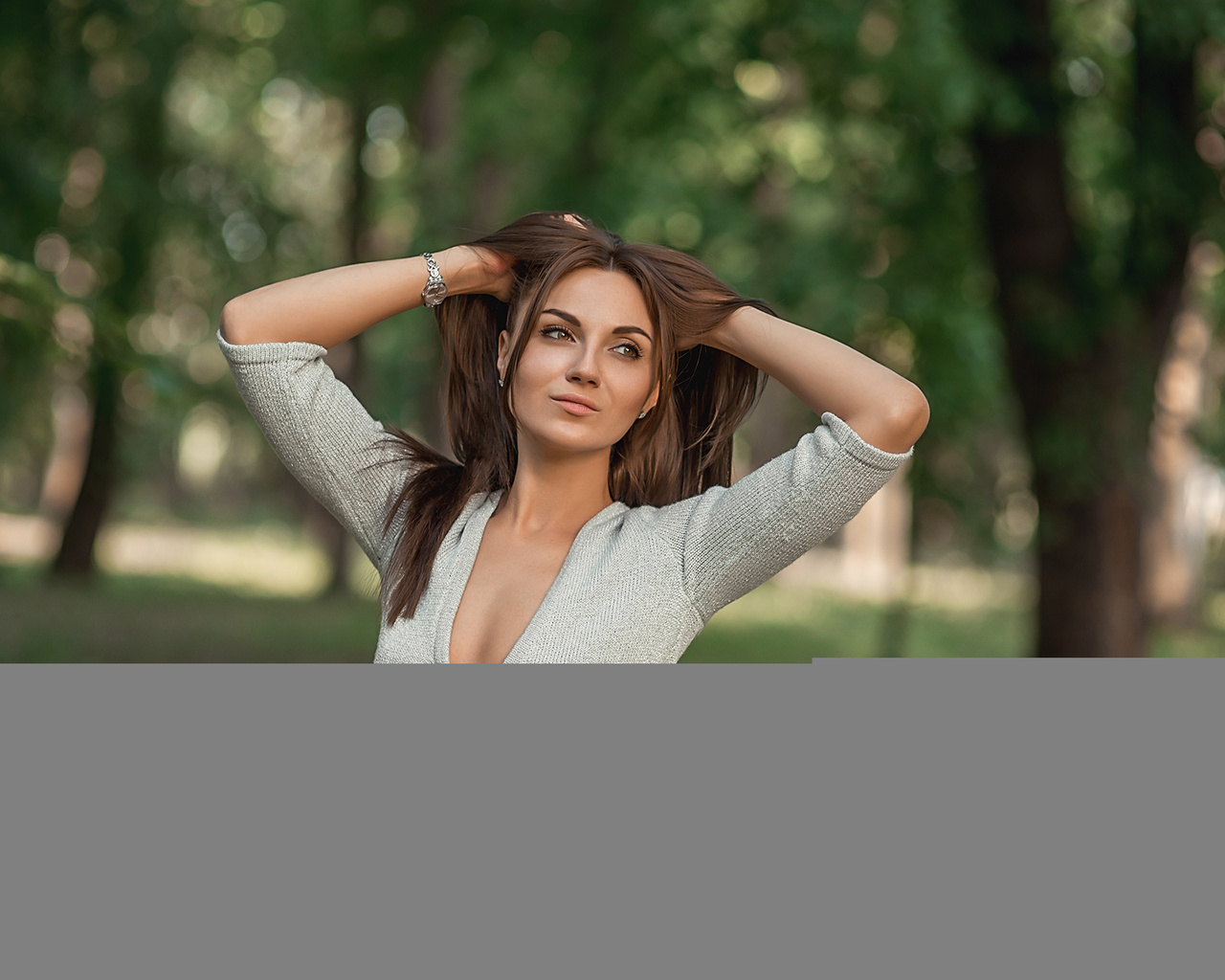 women, portrait, depth of field, trees, women outdoors, boobs, no bra, belly, pierced navel, , , ,   , , , ,  , ,  