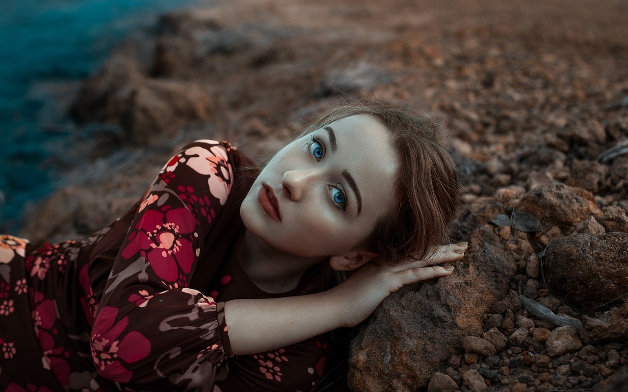 women, portrait, blue eyes, women outdoors, depth of field, , ,  ,   ,   