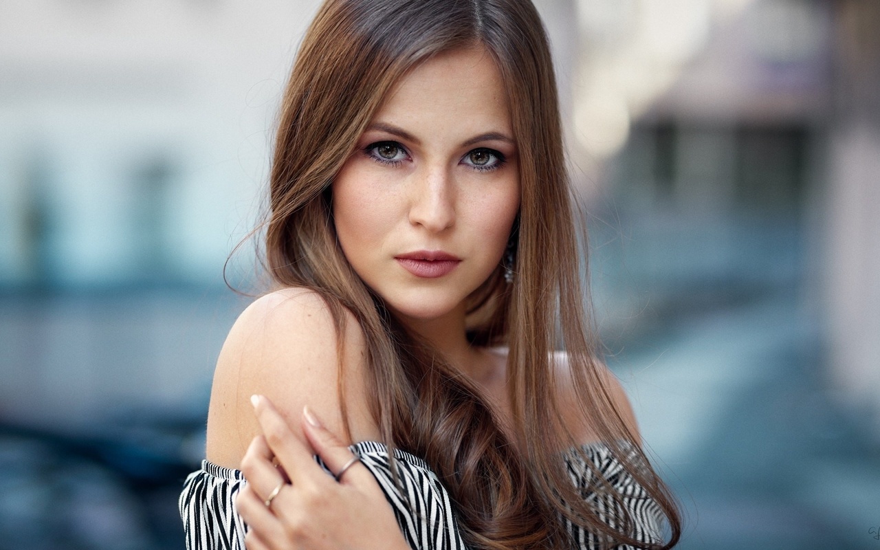 women, brunette, face, portrait, bokeh, bare shoulders, women outdoors, alex fetter, , , , , ,  ,   , 