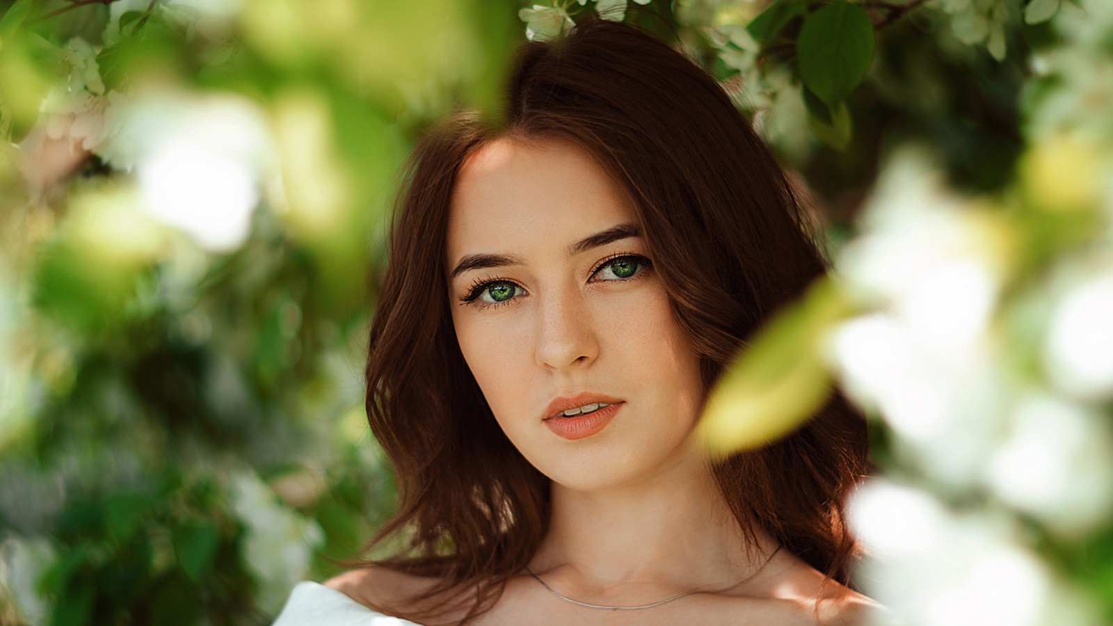 women, face, portrait, depth of field, green eyes, , , , , ,  