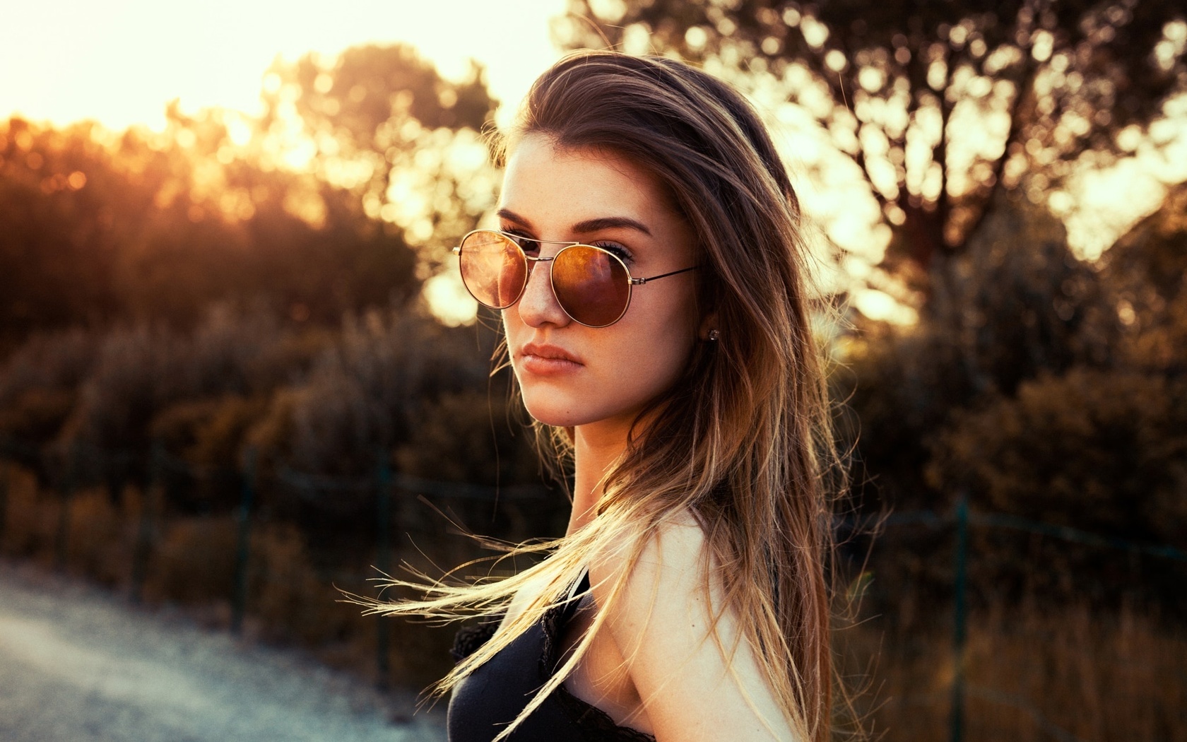 women, blonde, sunglasses, portrait, face, depth of field, sunset, ,  , , , 