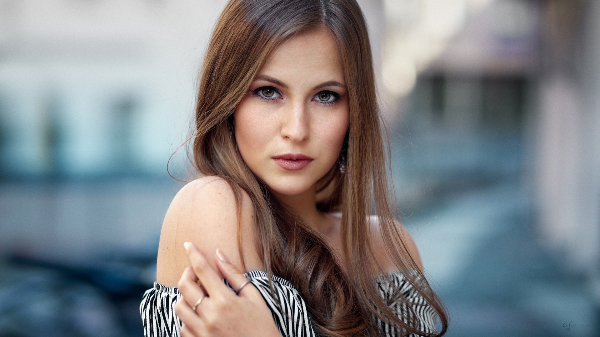 women, brunette, face, portrait, bokeh, bare shoulders, women outdoors, alex fetter, , , , , ,  ,   , 