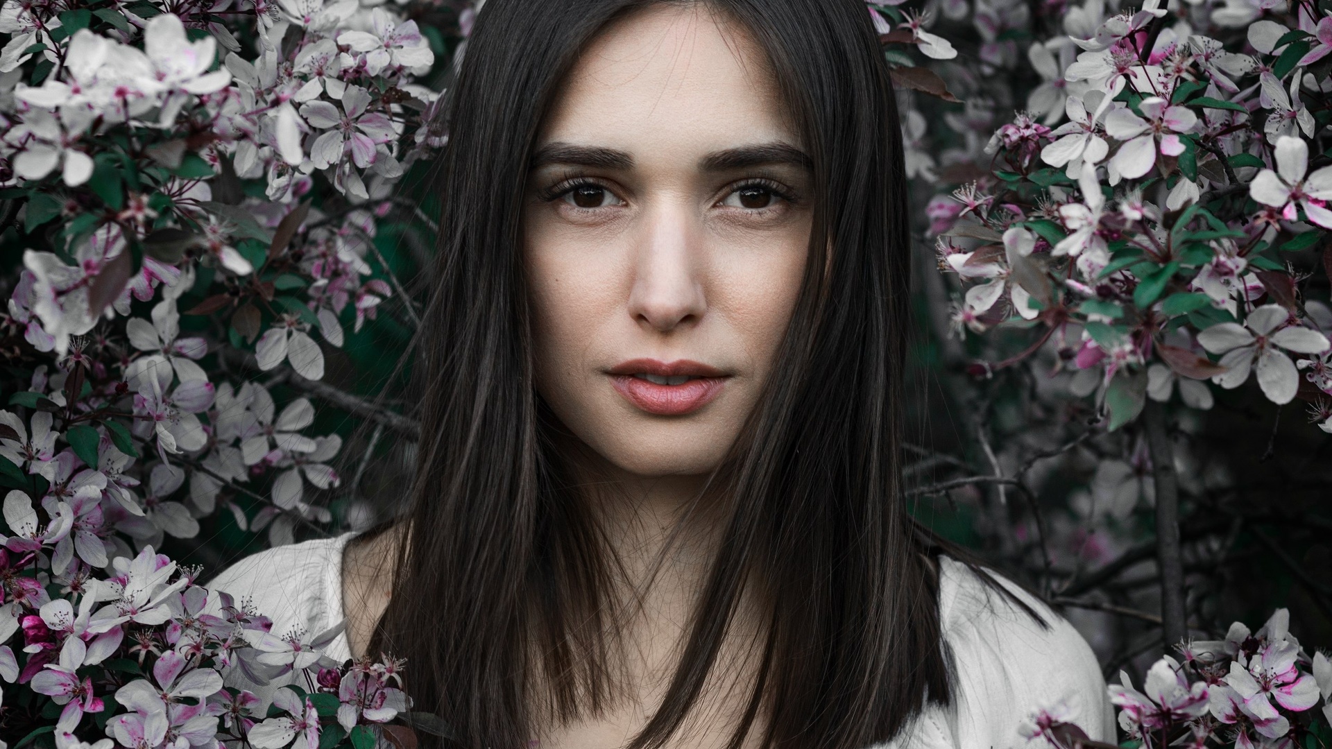 women, face, portrait, flowers, , , , , , ,   