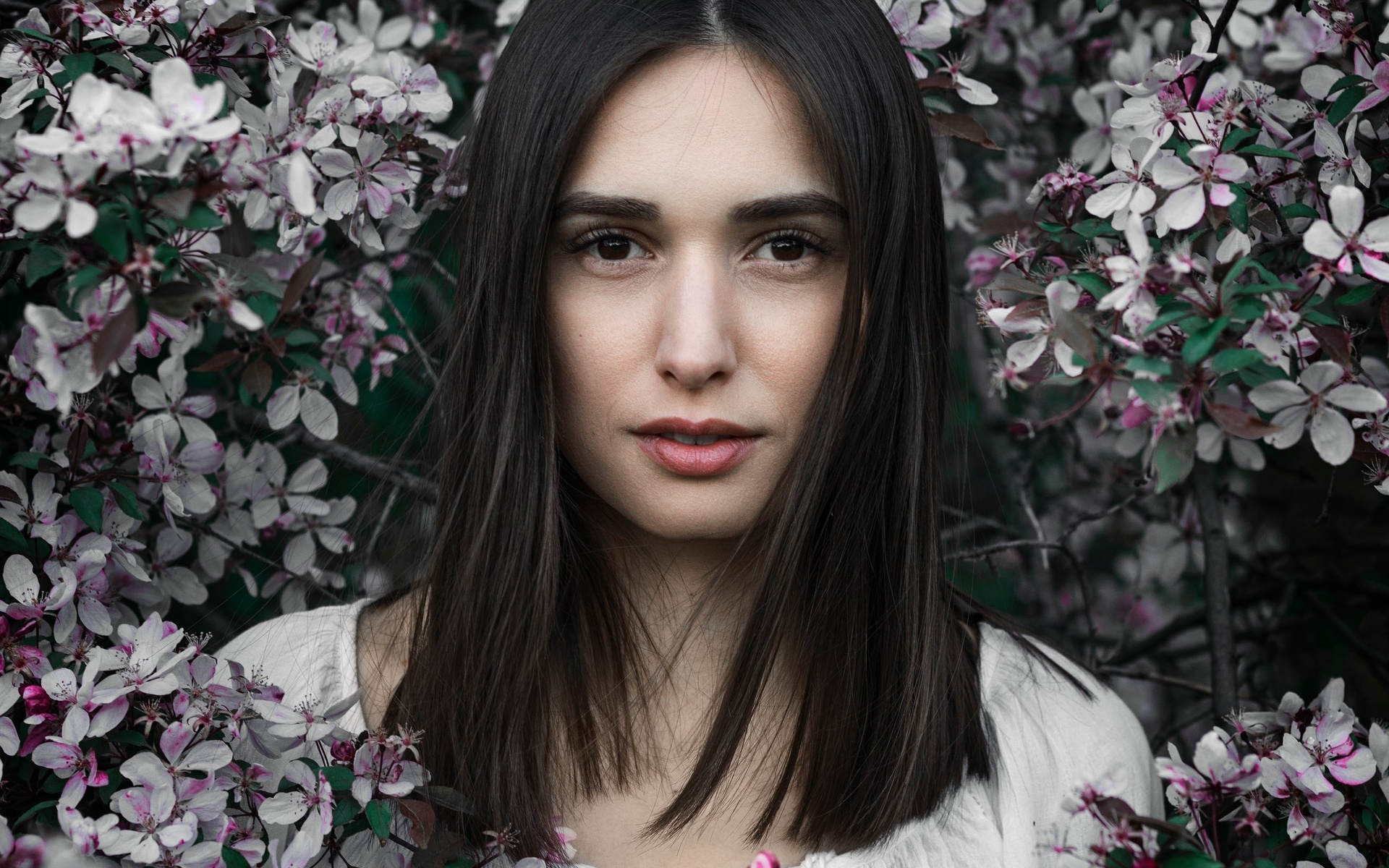 women, face, portrait, flowers, , , , , , ,   