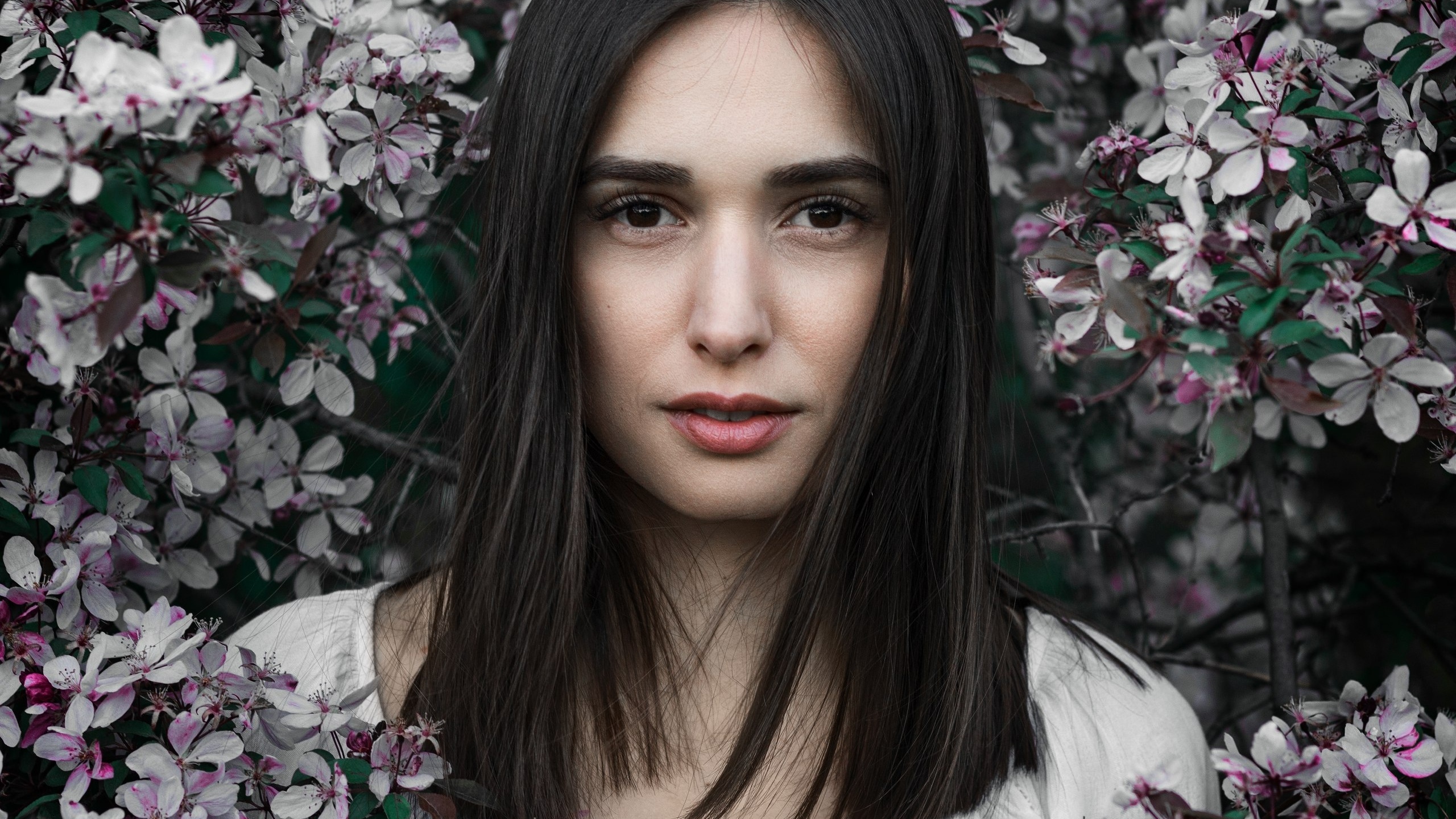 women, face, portrait, flowers, , , , , , ,   