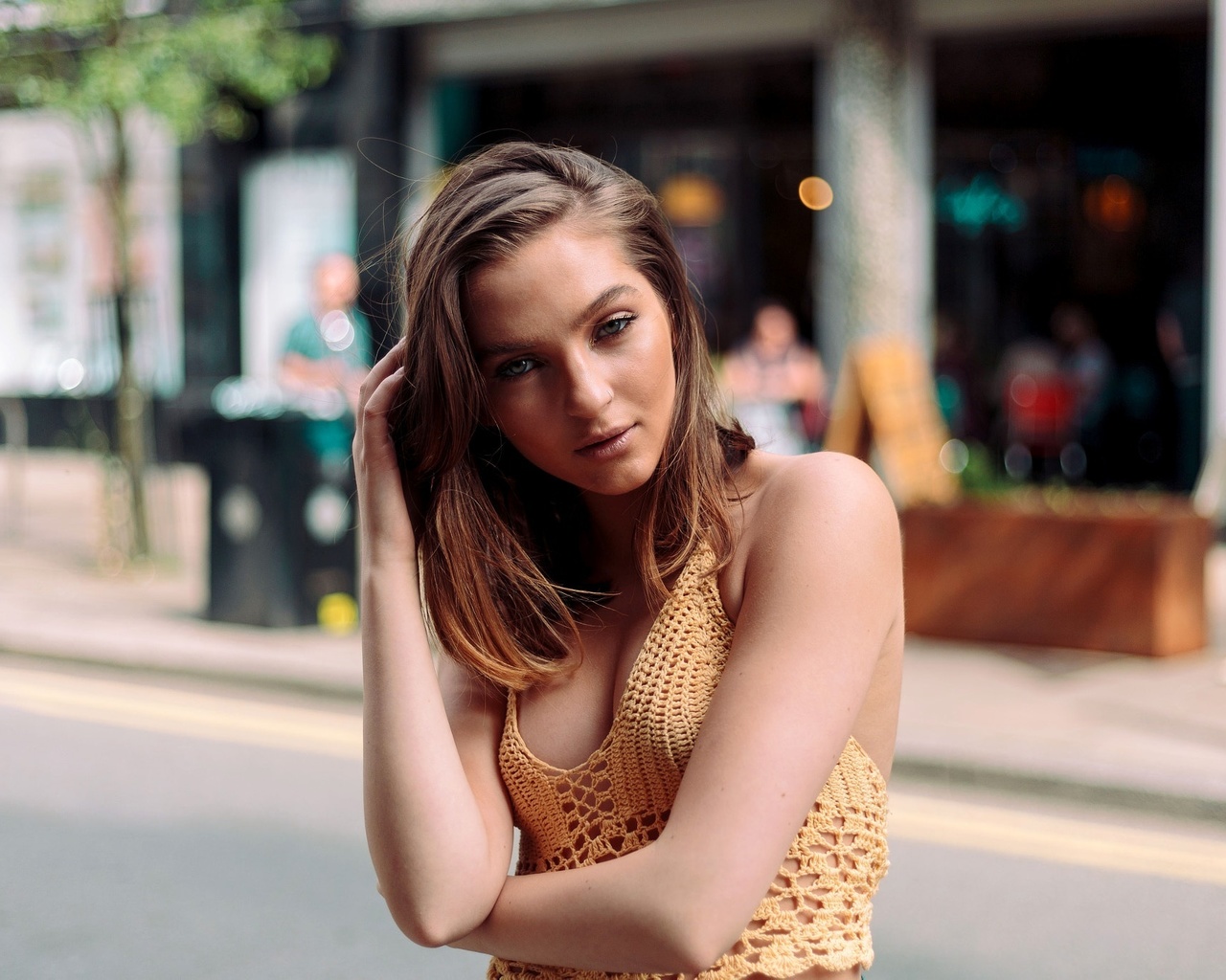 women, portrait, depth of field, women outdoors, blonde, , ,   , ,   