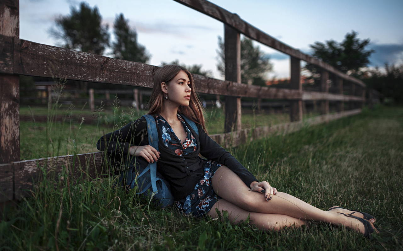 girl, mary, mary, fence, legs, brunette, grass