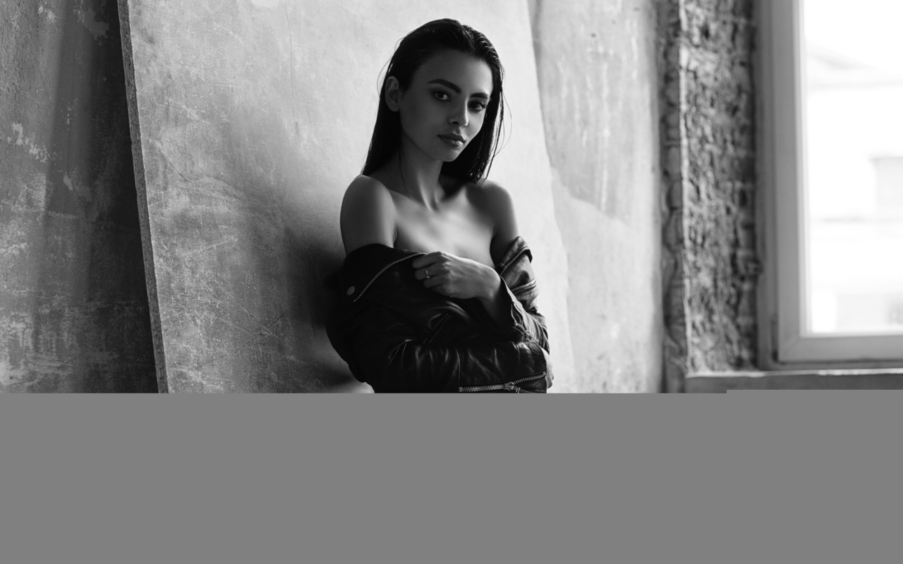 women, black panties, wall, portrait, monochrome, leather jackets, calvin klein, ,  , , , -, , ,  