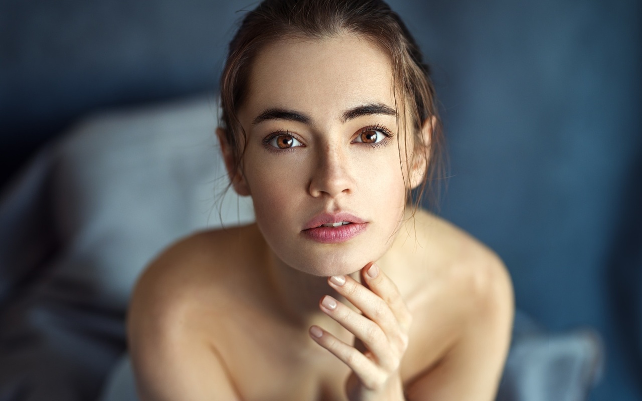 lidia savoderova, women, face, portrait, depth of field, bare shoulders,  , , ,   , , ,  ,  , kamilla j