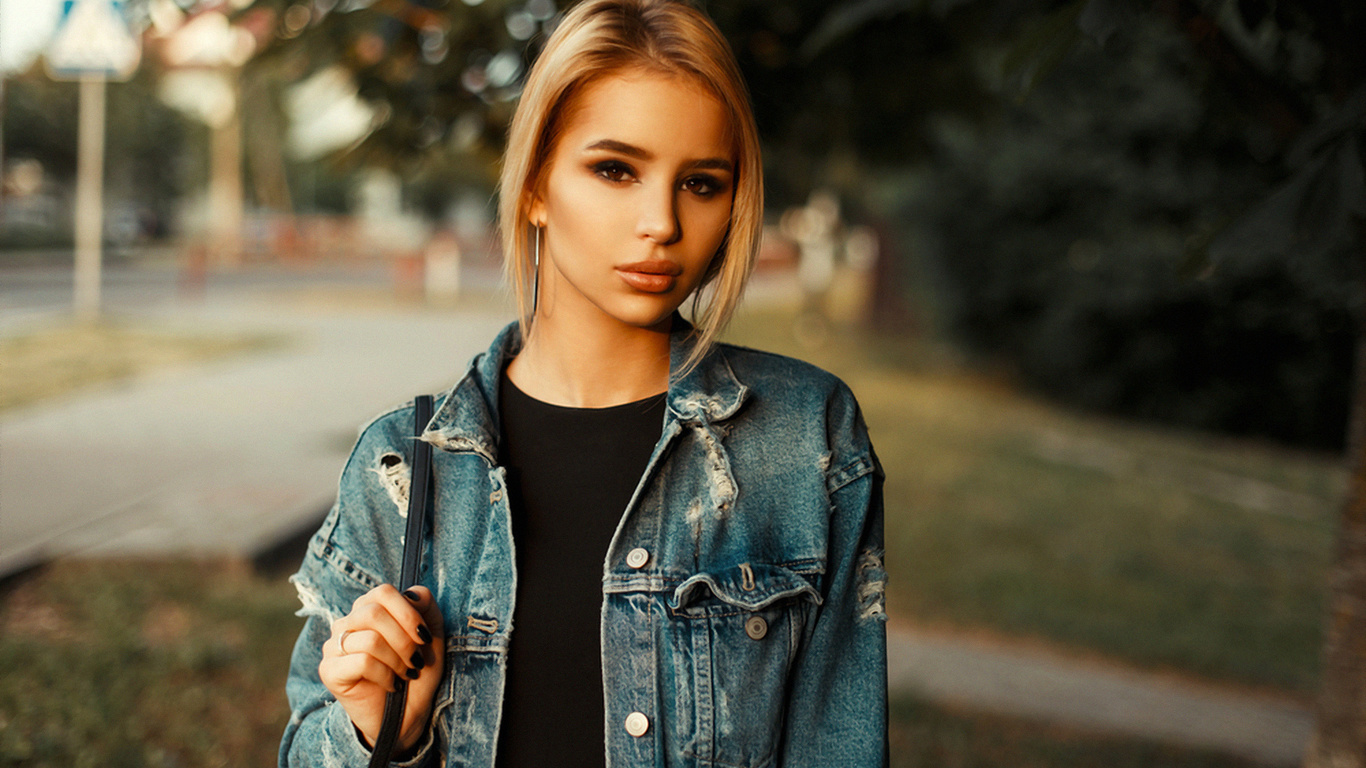 women, blonde, portrait, depth of field