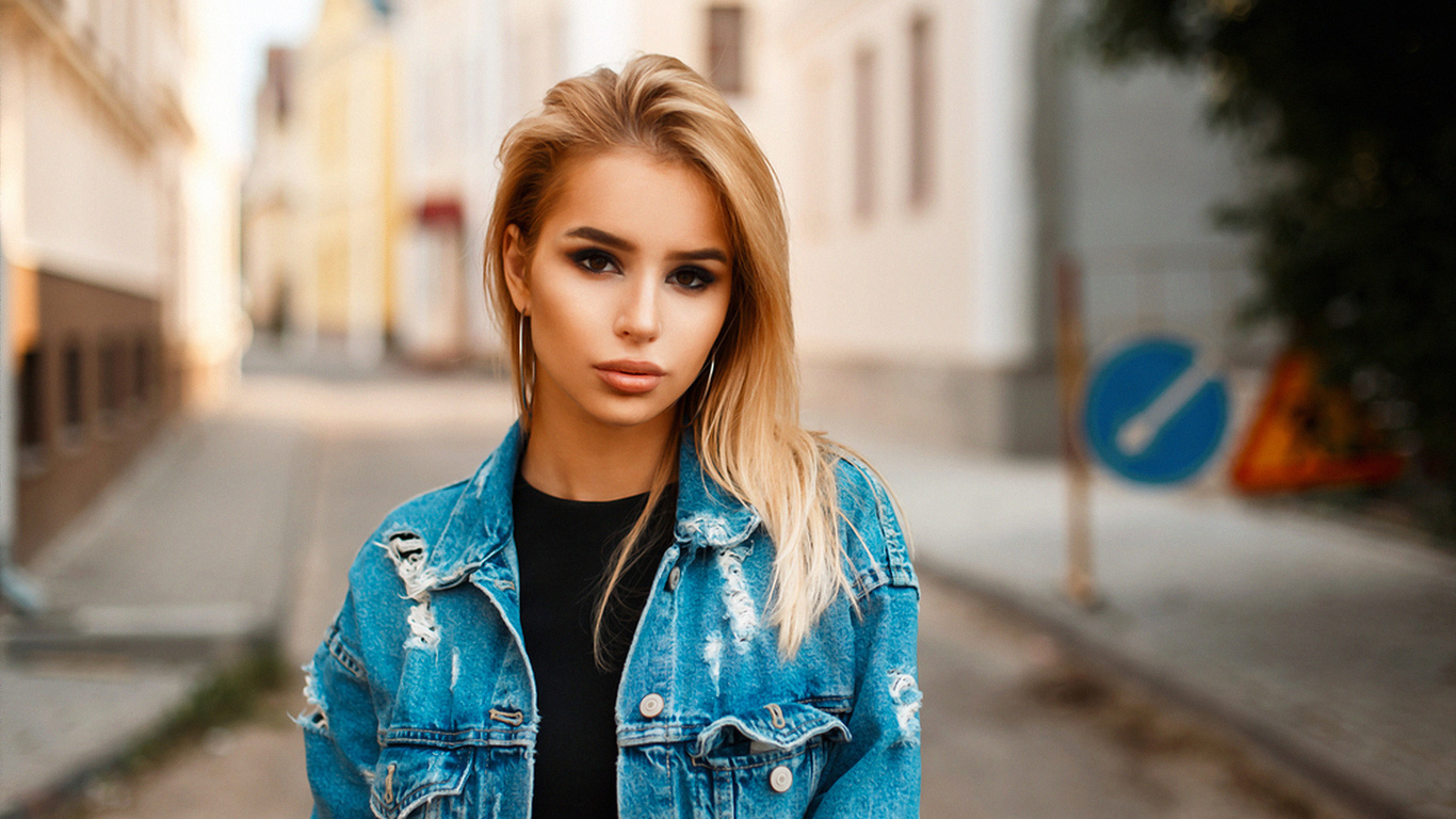 women, blonde, portrait, depth of field