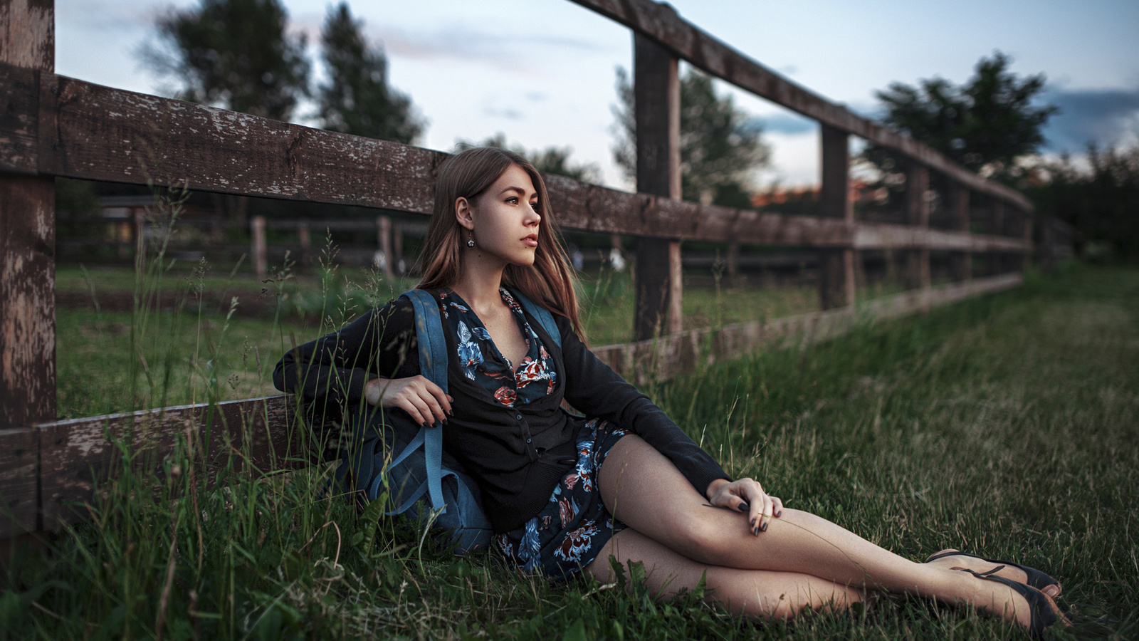 girl, mary, mary, fence, legs, brunette, grass