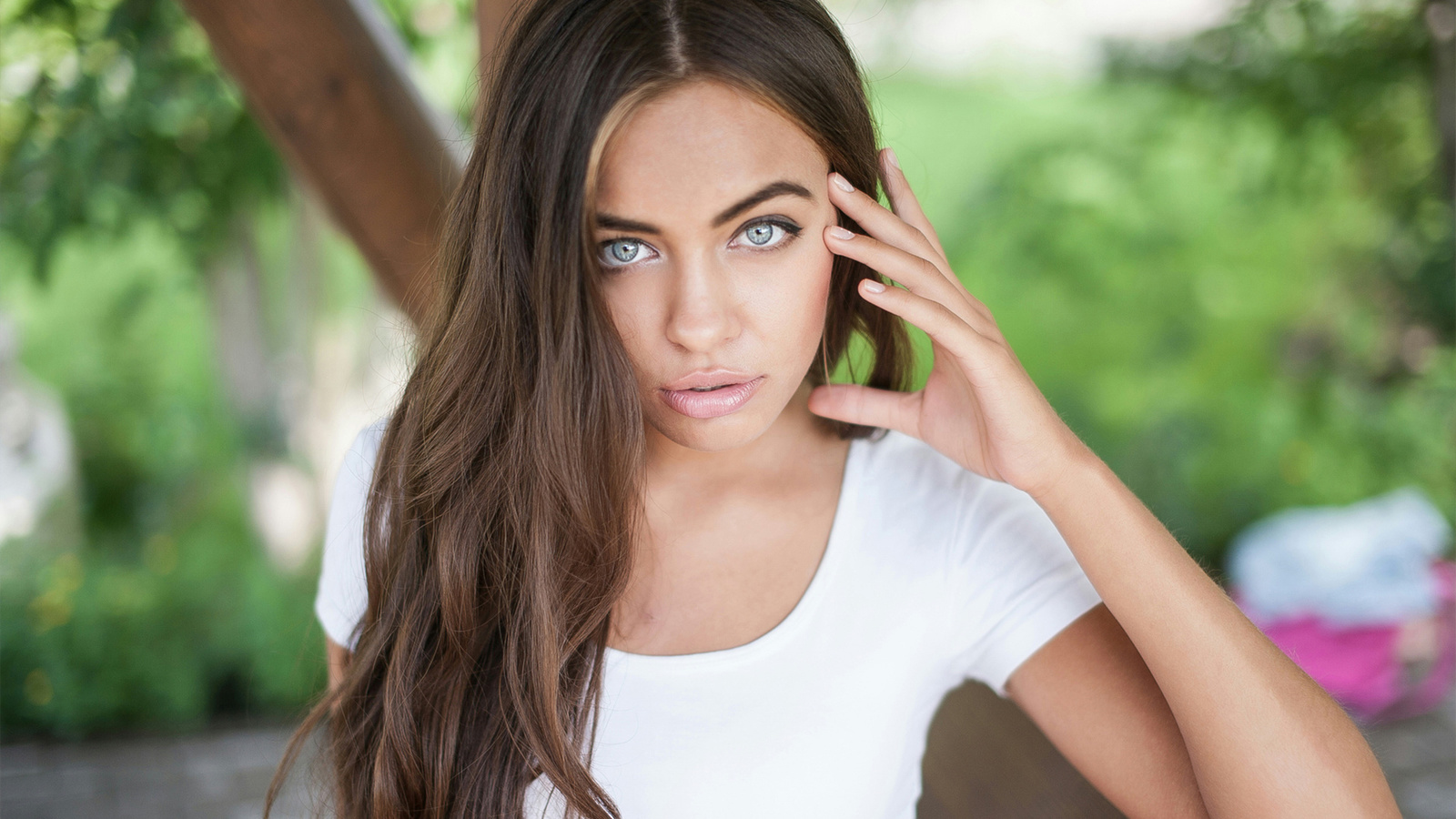 women, portrait, gray eyes, depth of field, face, tanned, women outdoors, , ,  ,  , ,   , ,   